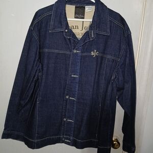Sean John Dark Blue Denim Jacket with Embroidered Initials